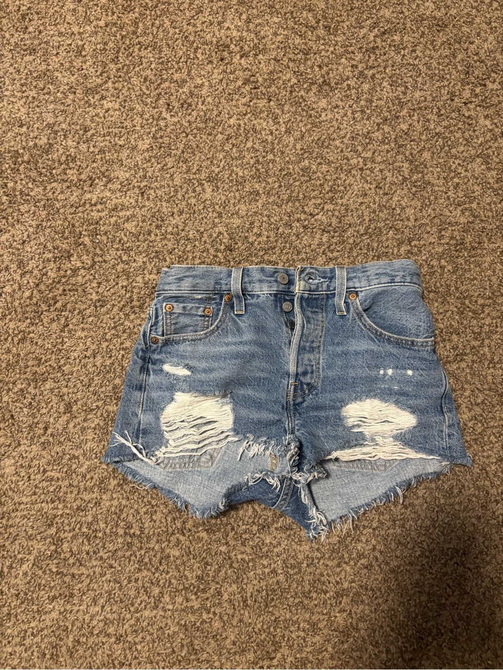 Levi's Distressed Light Blue Denim Cutoff Shorts